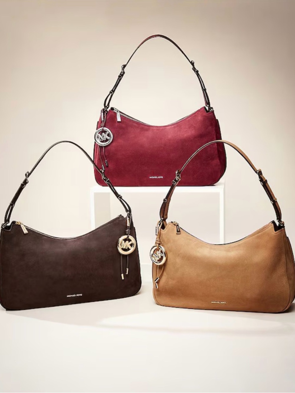 Michael Kors Tan Suede Shoulder Hobo with Gold Hardware - Picture 8 of 8